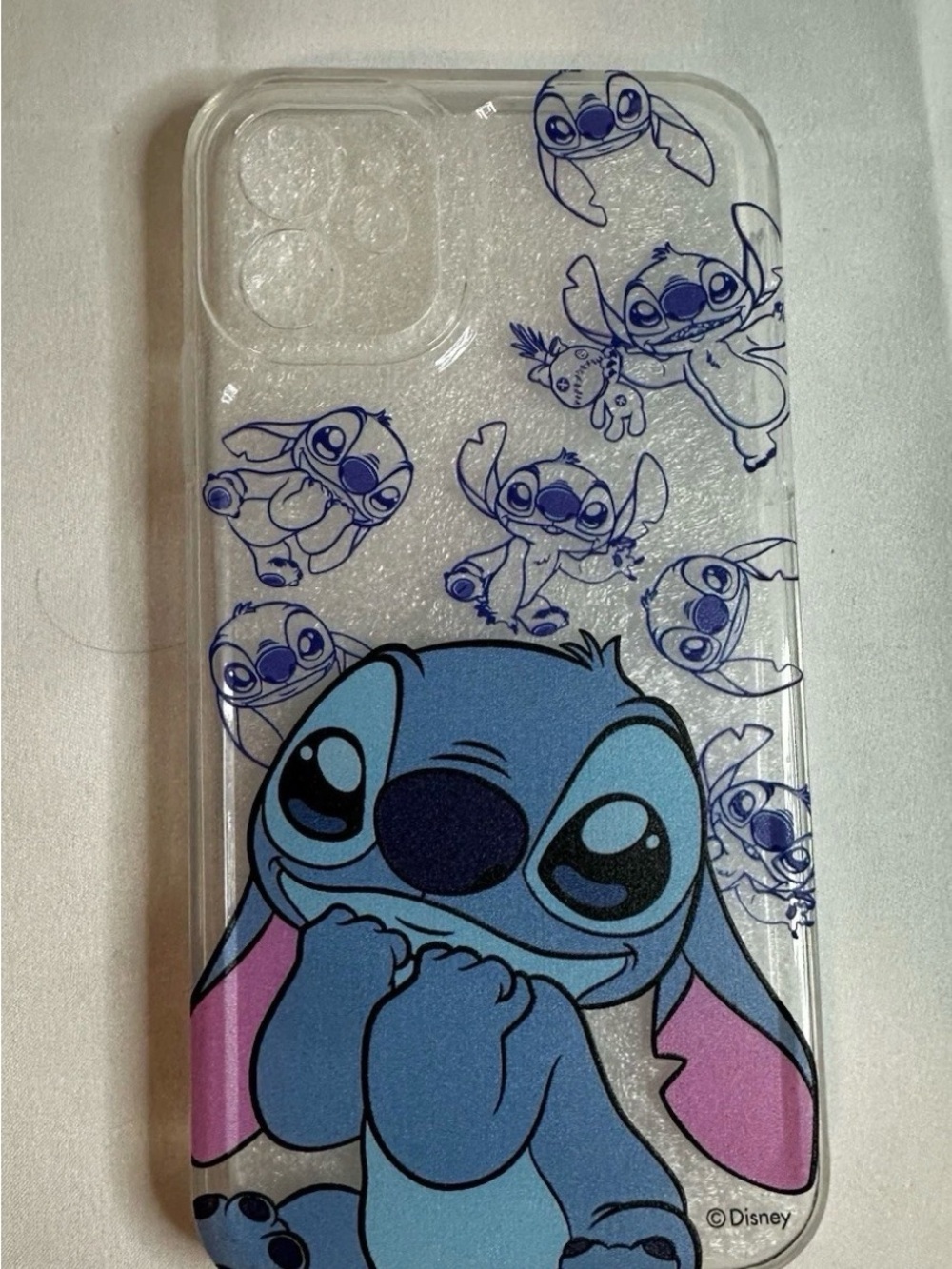 Disney Blue & Pink Stitch Character Clear Phone Case